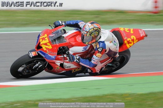 2009-05-09 Monza 3015 Superstock 600 - Free Practice - Daniele Manfrinati - Honda CBR600RR